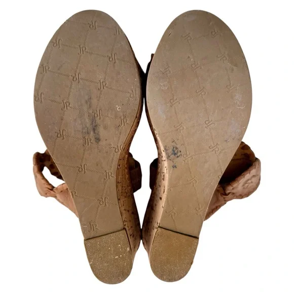 Jack Rogers Leigh Cognac Brown Leather Cork Wedge Sandals Women’s size 5 - Picture 9 of 11